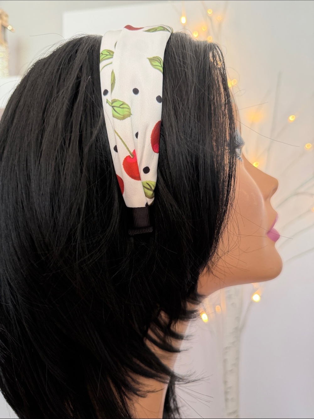 Headband NWOT Cherry 2 inch white & red